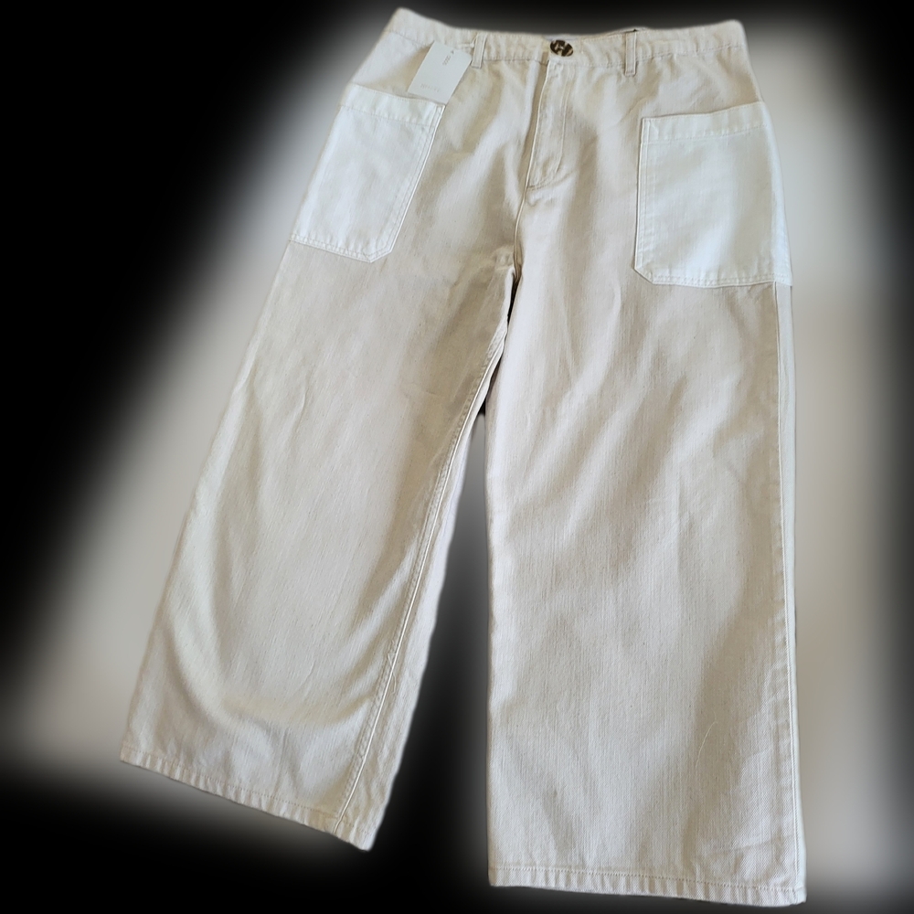 NWT Asos Wide Leg Cropped Jeans in Cream